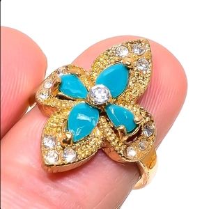 Natural Angelite Green Jasper Cubic Zirconia Gemstone 925 Sterling Silver